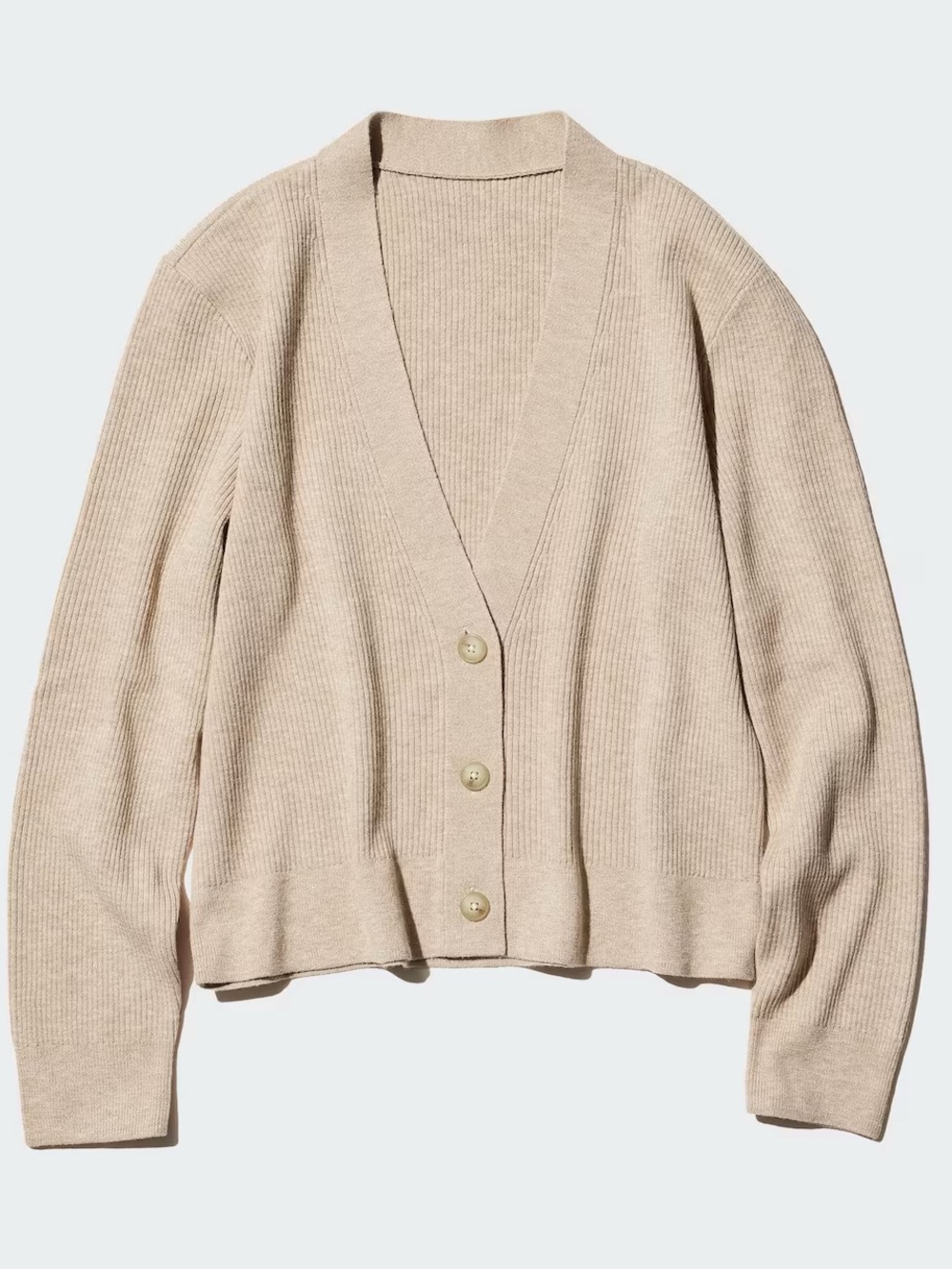 Uniqlo Washable Knit Ribbed Cardigan - Tan, S